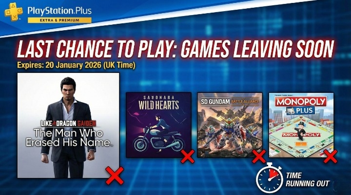 PS Plus Games Leaving January 2026