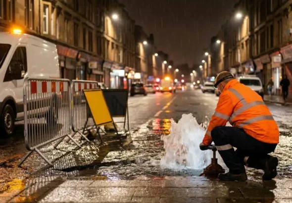 Glasgow Water Main Break Shettleston Road
