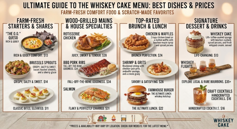 Whiskey Cake Menu
