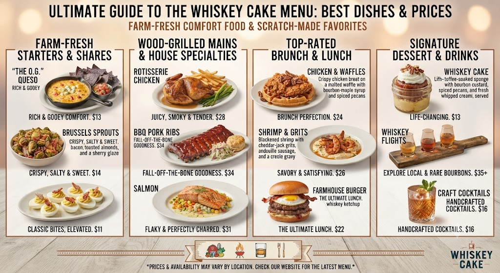 Whiskey Cake Menu